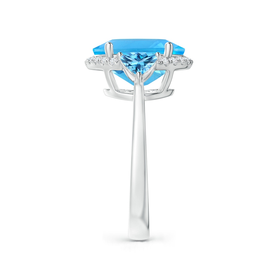 12x10mm AAA Oval & Trillion Swiss Blue Topaz Cocktail Ring in White Gold Side 2