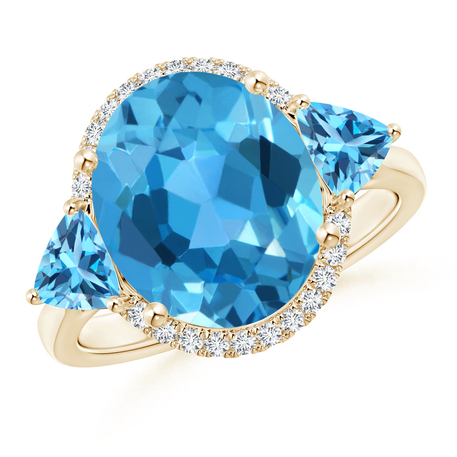 AAA - Swiss Blue Topaz / 6.73 CT / 14 KT Yellow Gold