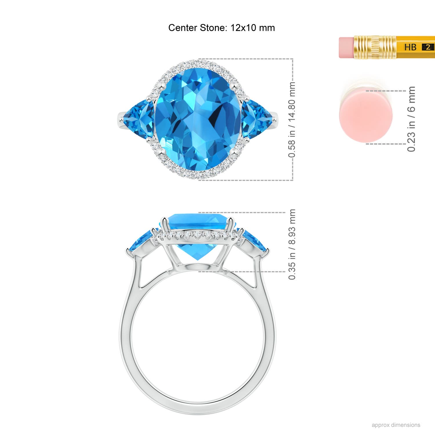 AAAA - Swiss Blue Topaz / 6.73 CT / 14 KT White Gold