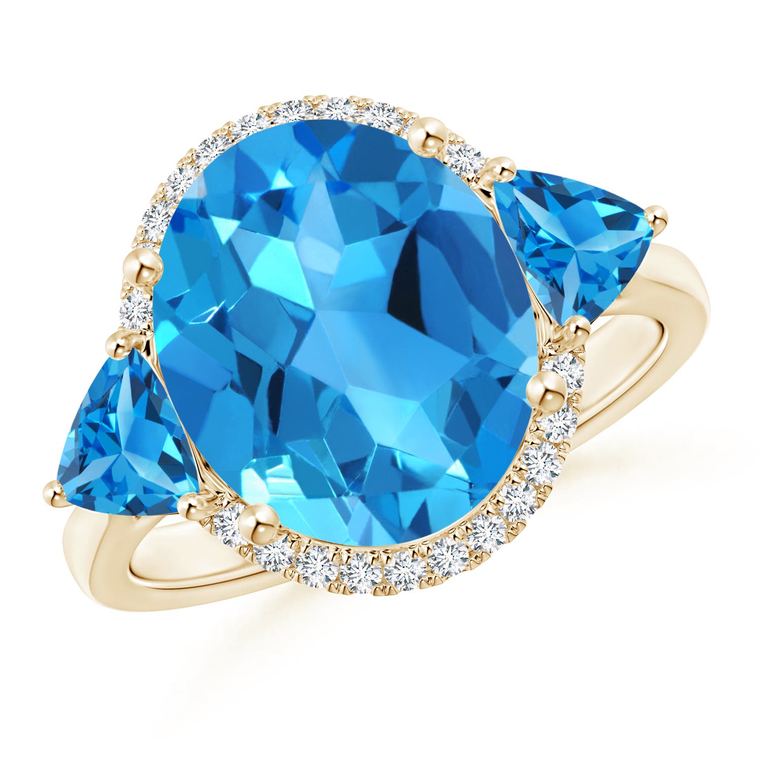 AAAA - Swiss Blue Topaz / 6.73 CT / 14 KT Yellow Gold