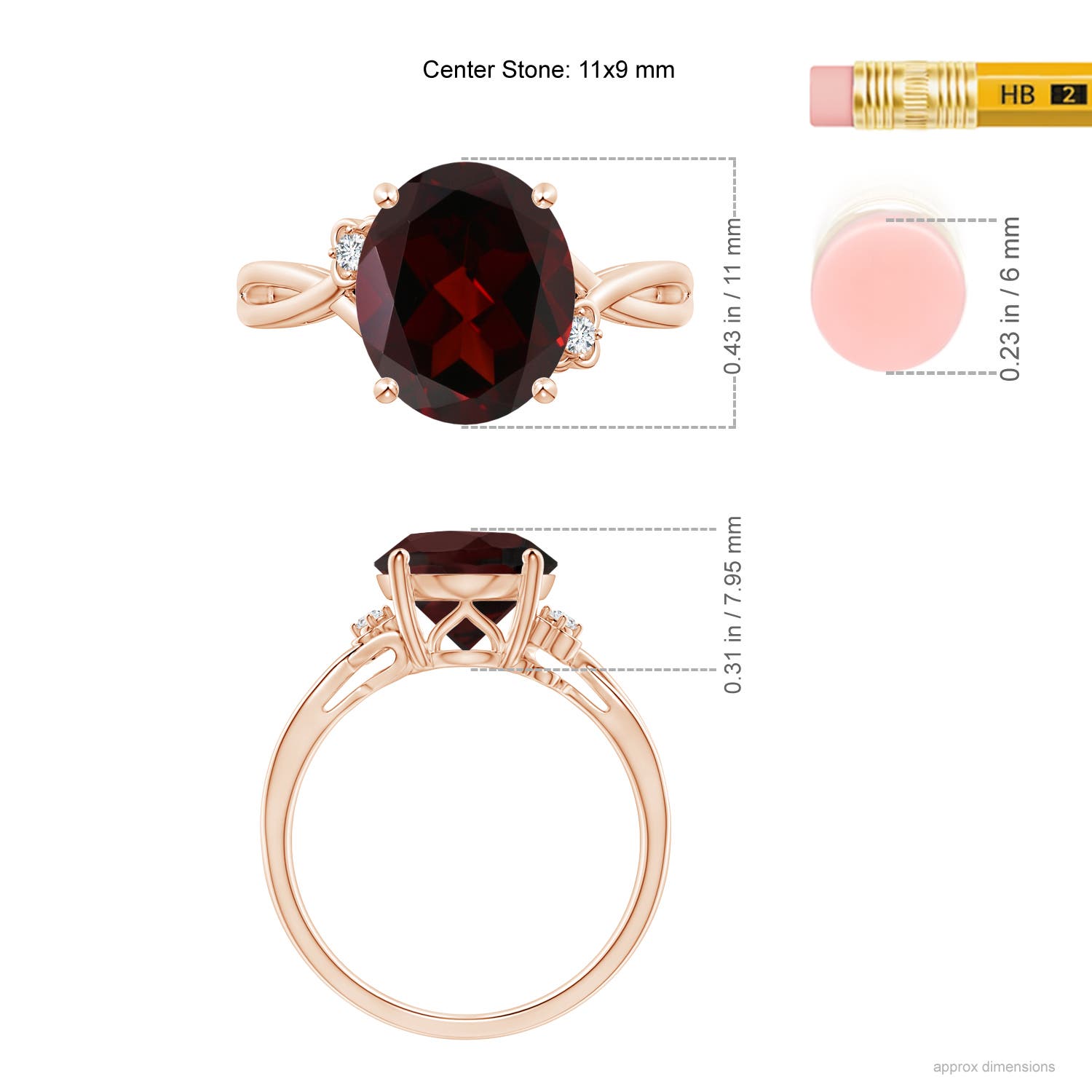 A - Garnet / 4.24 CT / 14 KT Rose Gold