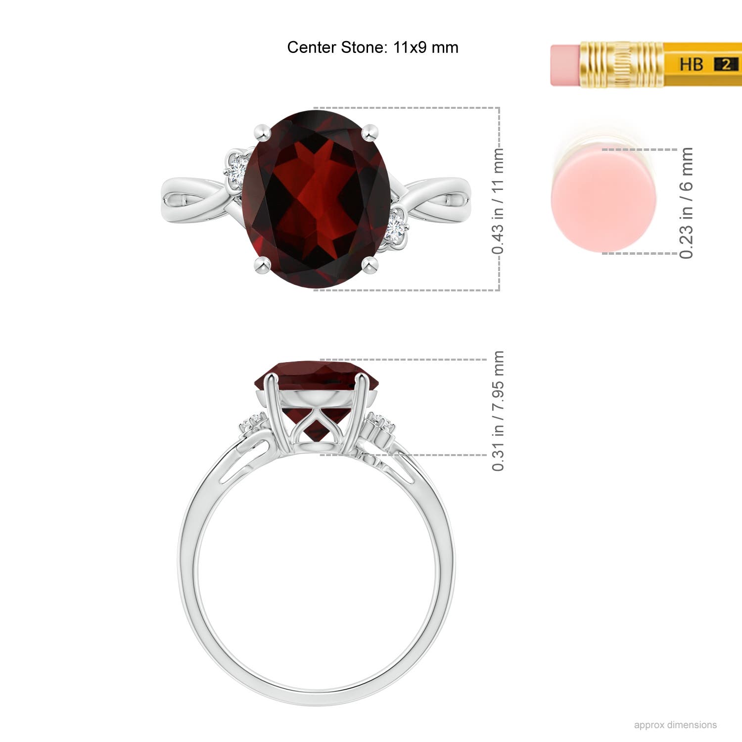 AA - Garnet / 4.24 CT / 14 KT White Gold