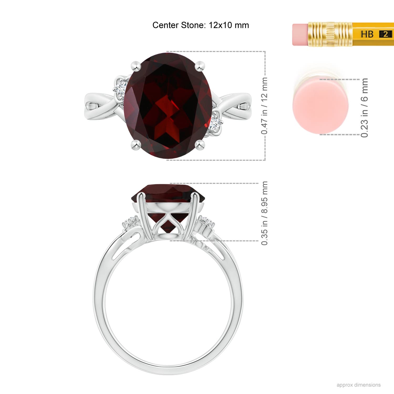 A - Garnet / 5.2 CT / 14 KT White Gold