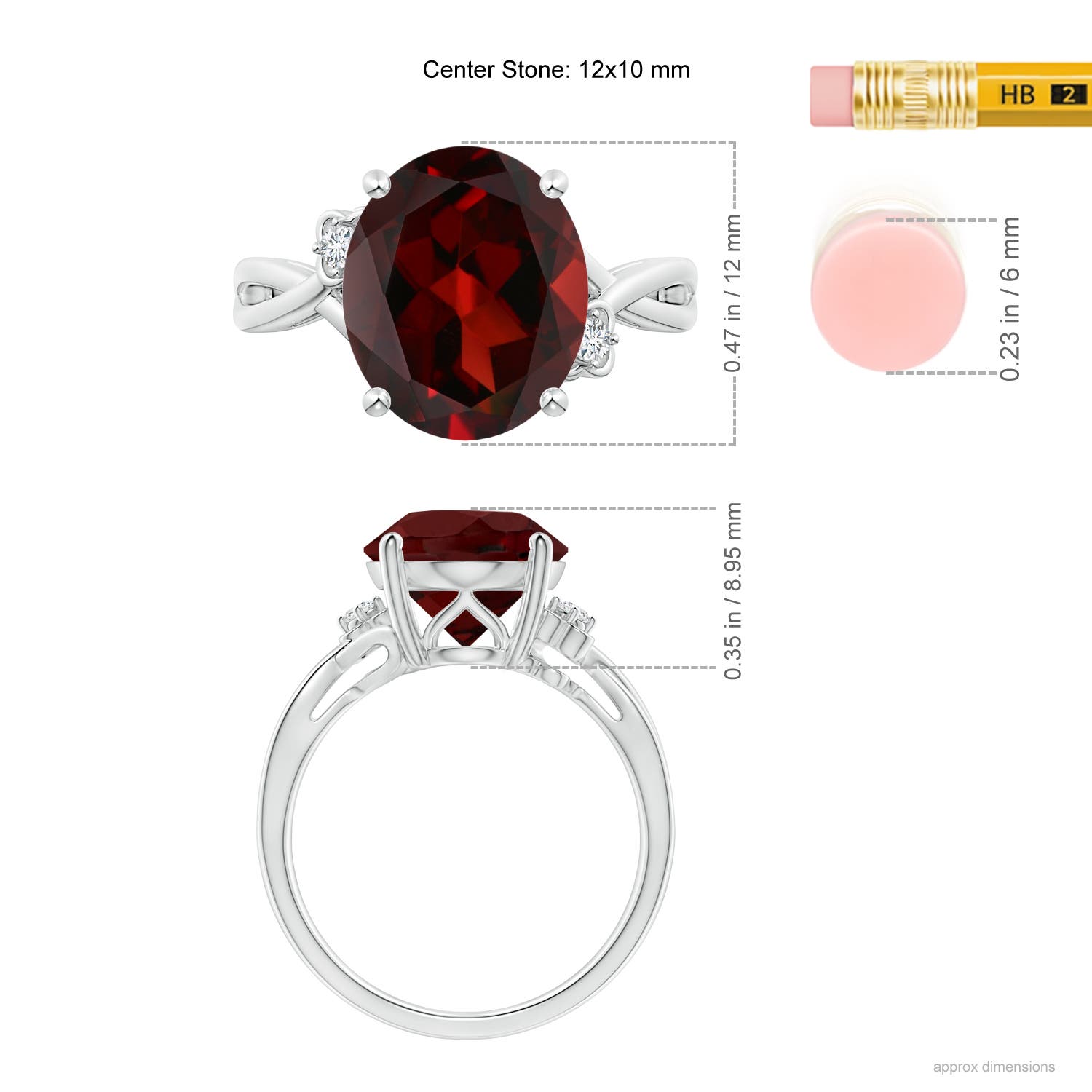 AAA - Garnet / 5.2 CT / 14 KT White Gold