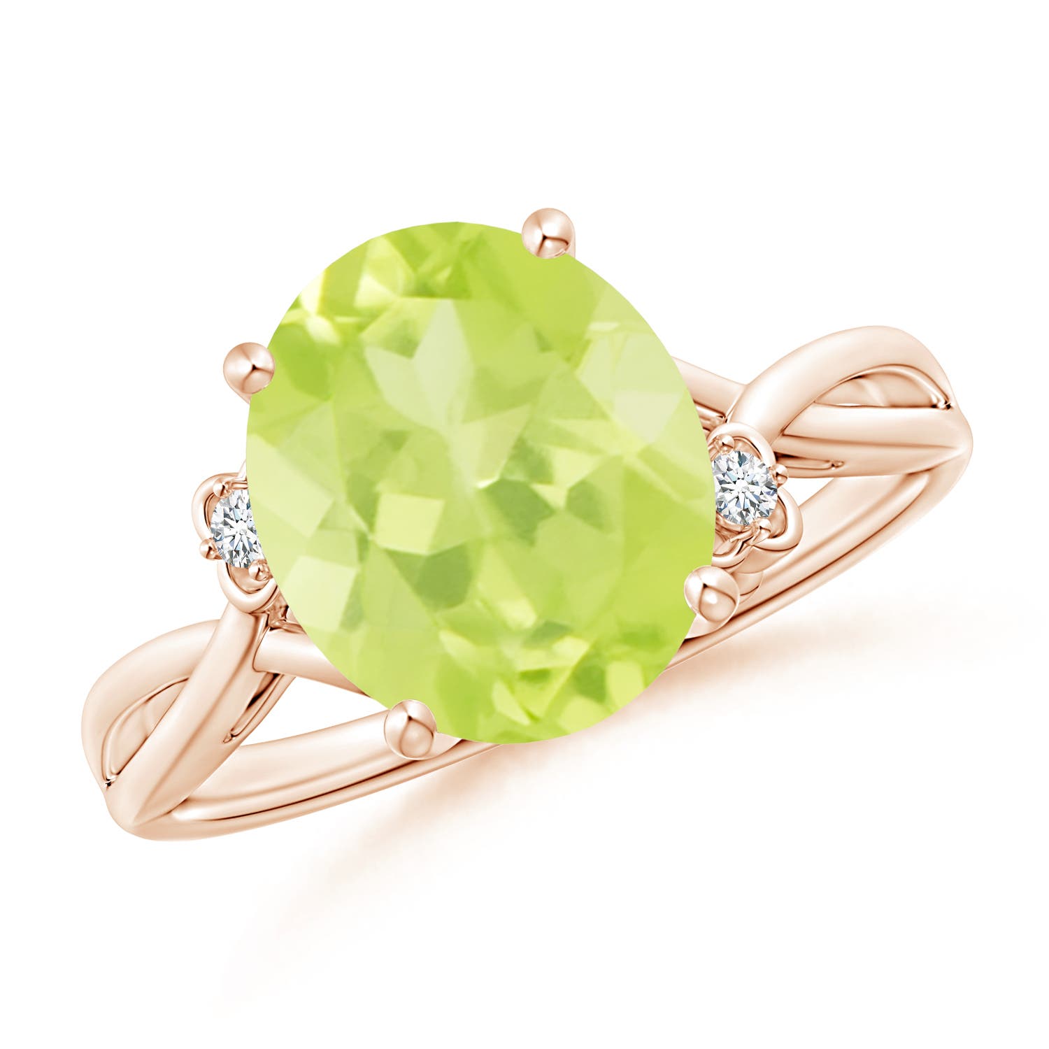 A - Peridot / 3.94 CT / 14 KT Rose Gold