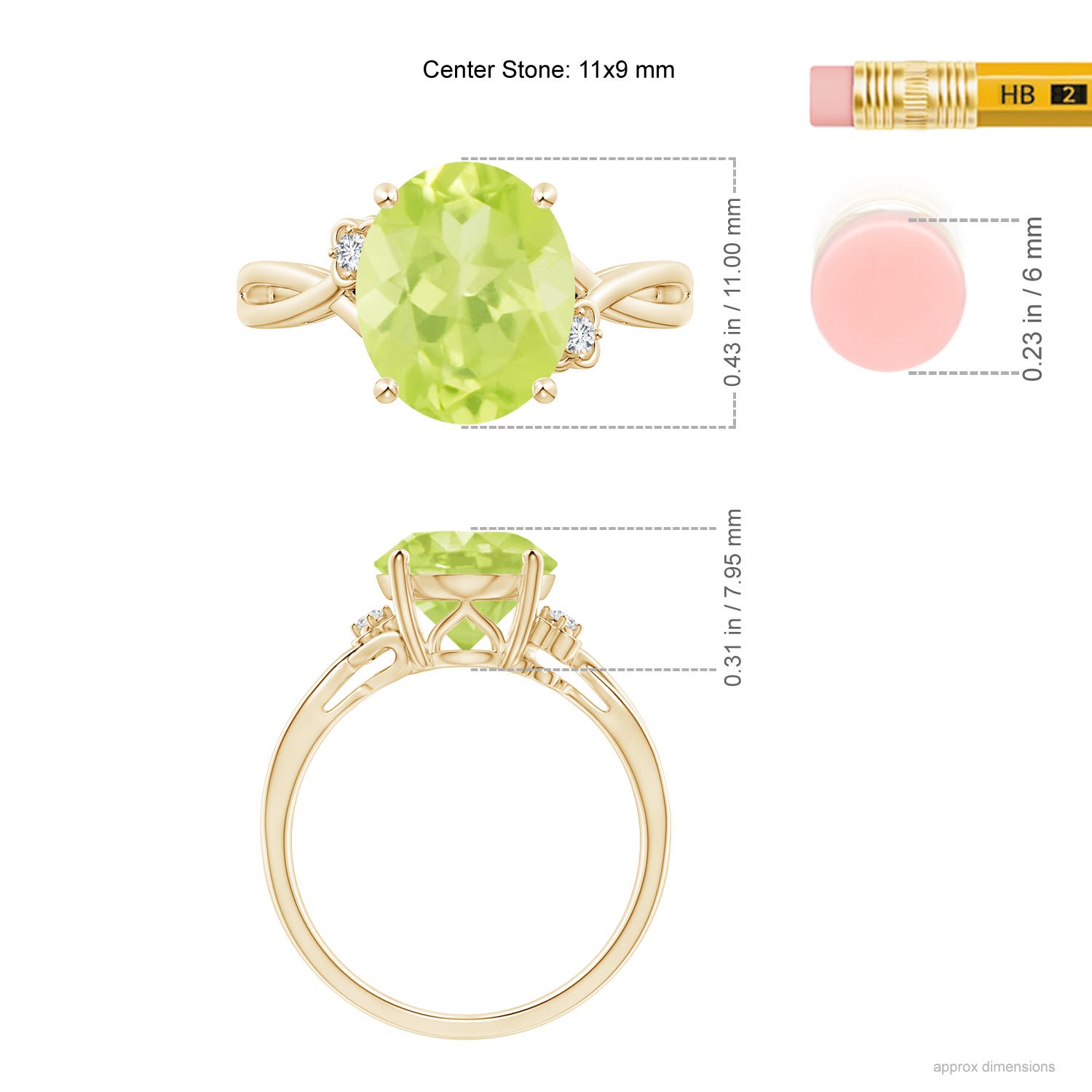 A - Peridot / 3.94 CT / 14 KT Yellow Gold