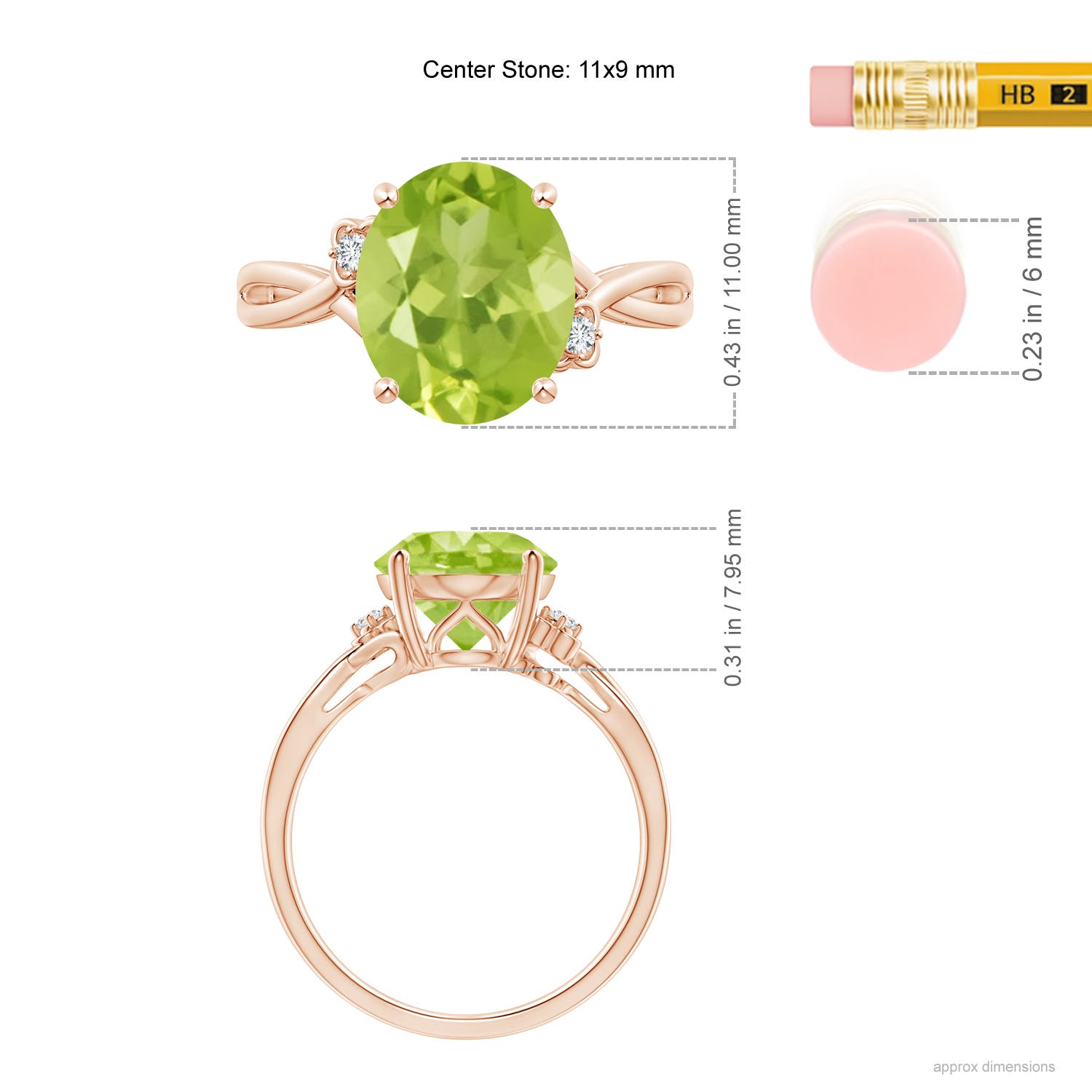 AA - Peridot / 3.94 CT / 14 KT Rose Gold