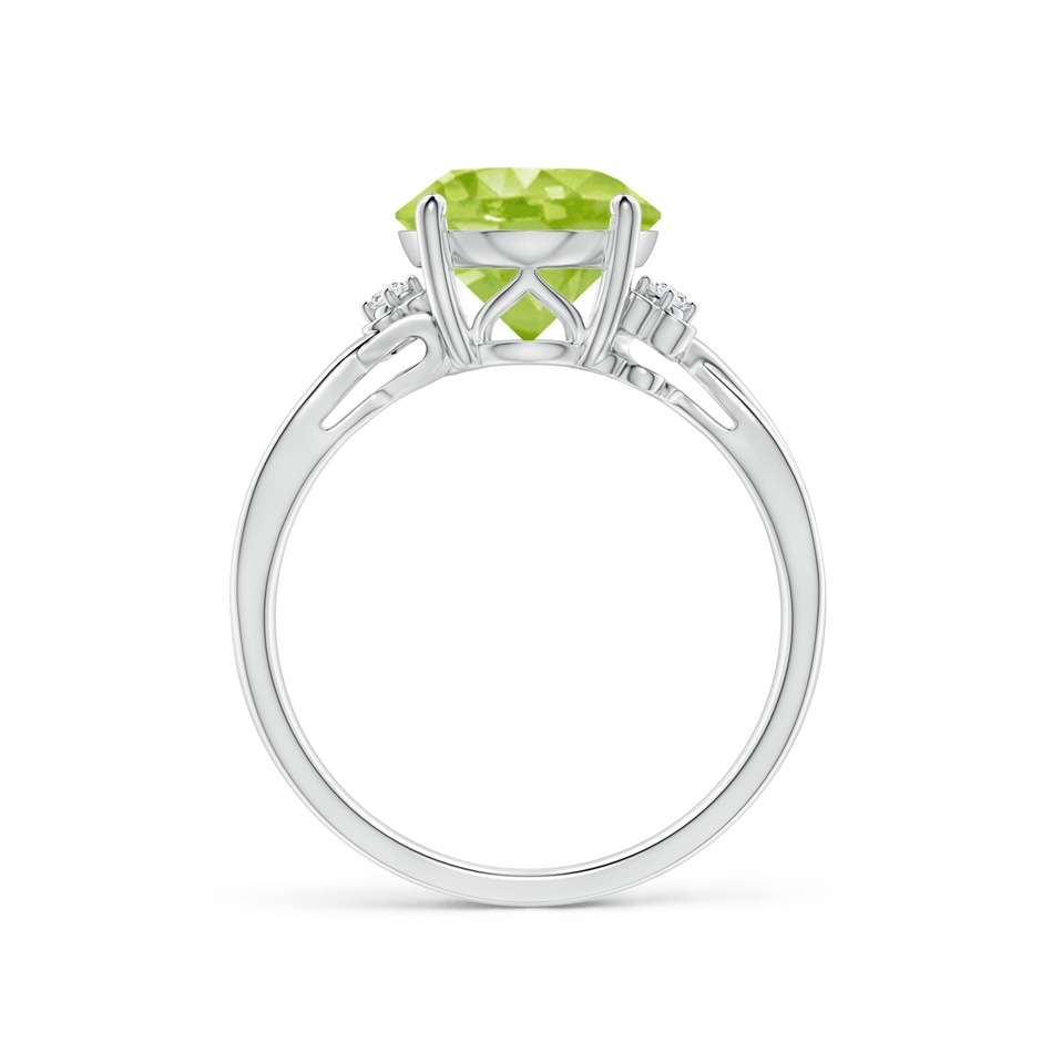 11x9mm AA Peridot Crossover Shank Cocktail Ring with Floral Motifs in White Gold side 1