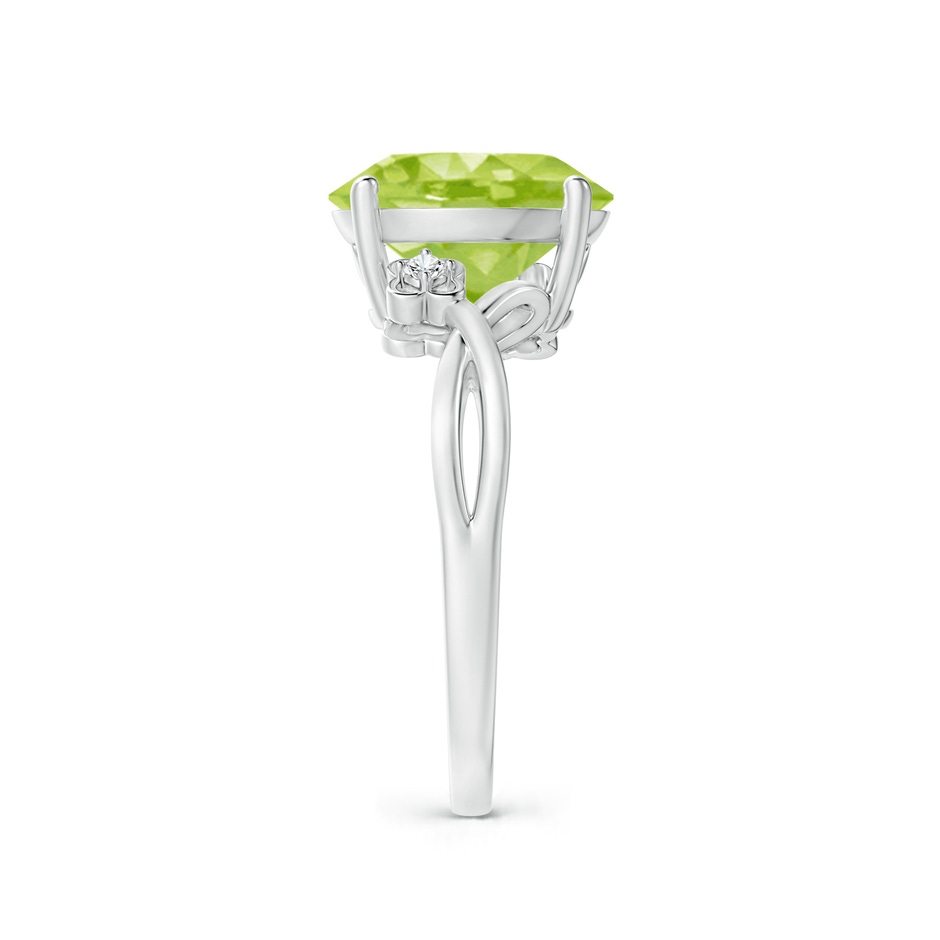11x9mm AA Peridot Crossover Shank Cocktail Ring with Floral Motifs in White Gold side 2