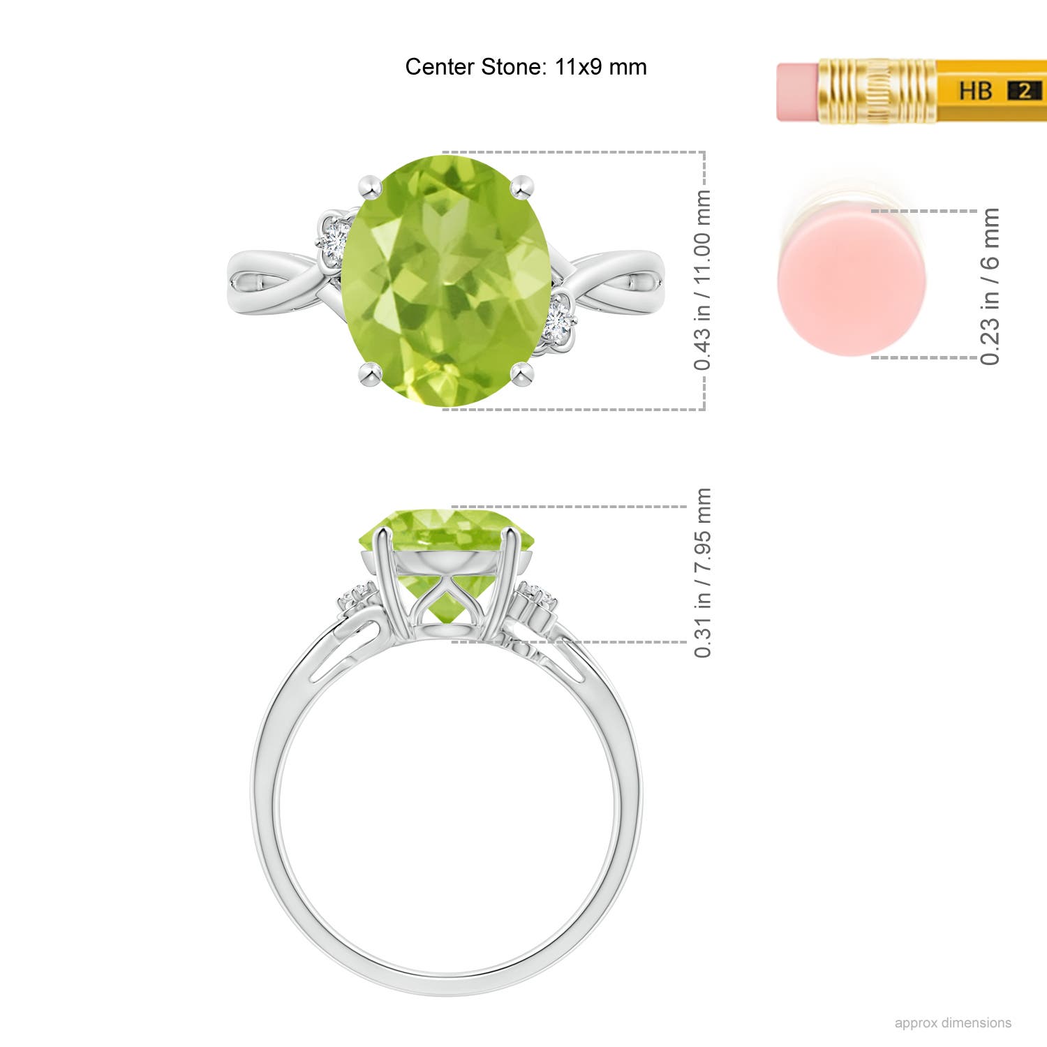 AA - Peridot / 3.94 CT / 14 KT White Gold