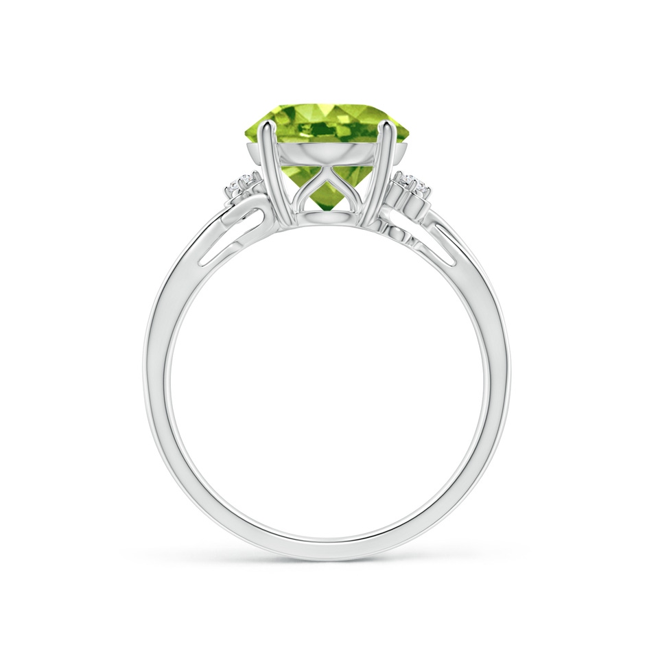 11x9mm AAA Peridot Crossover Shank Cocktail Ring with Floral Motifs in White Gold side 1