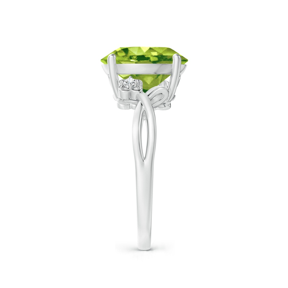 11x9mm AAA Peridot Crossover Shank Cocktail Ring with Floral Motifs in White Gold side 2