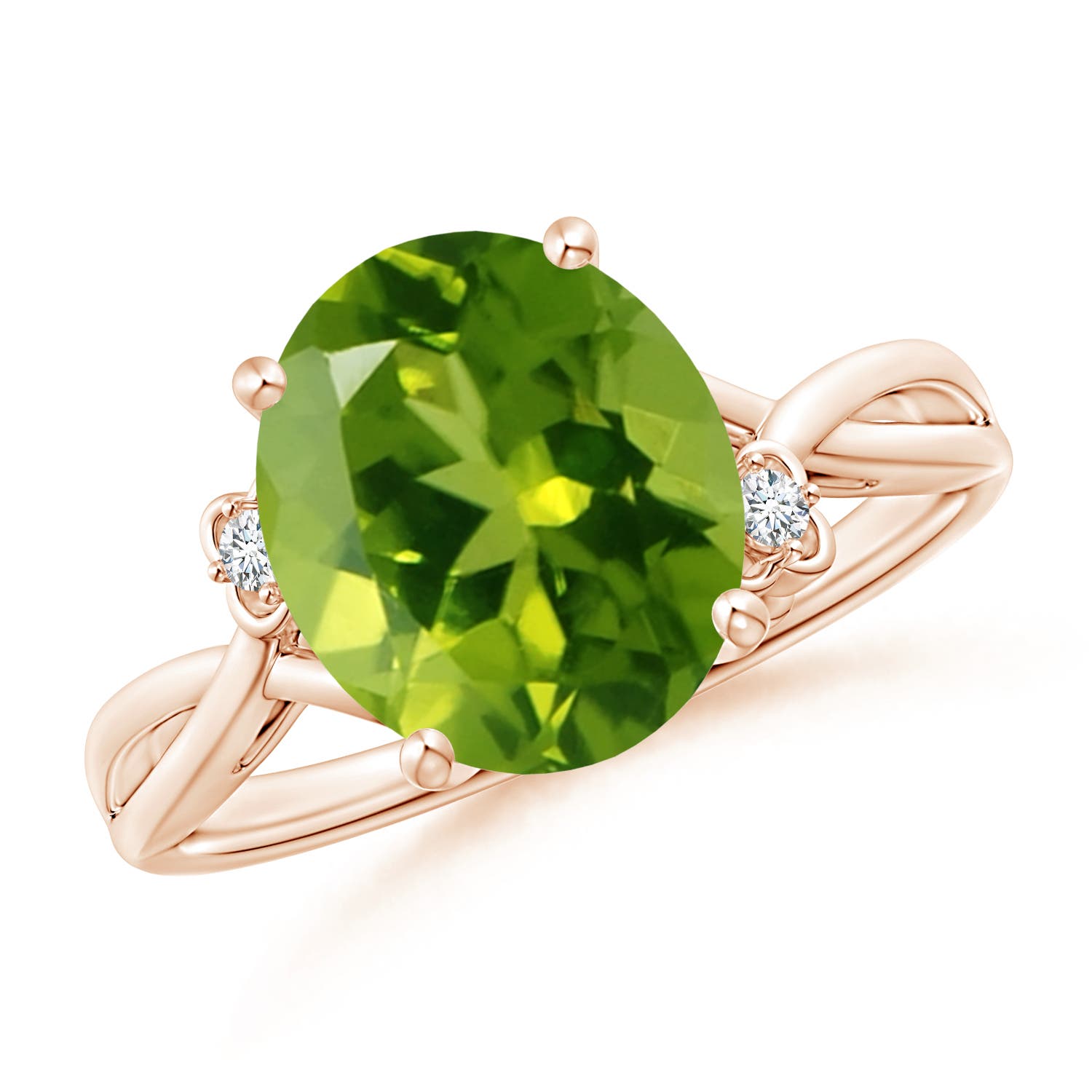 AAAA - Peridot / 3.94 CT / 14 KT Rose Gold