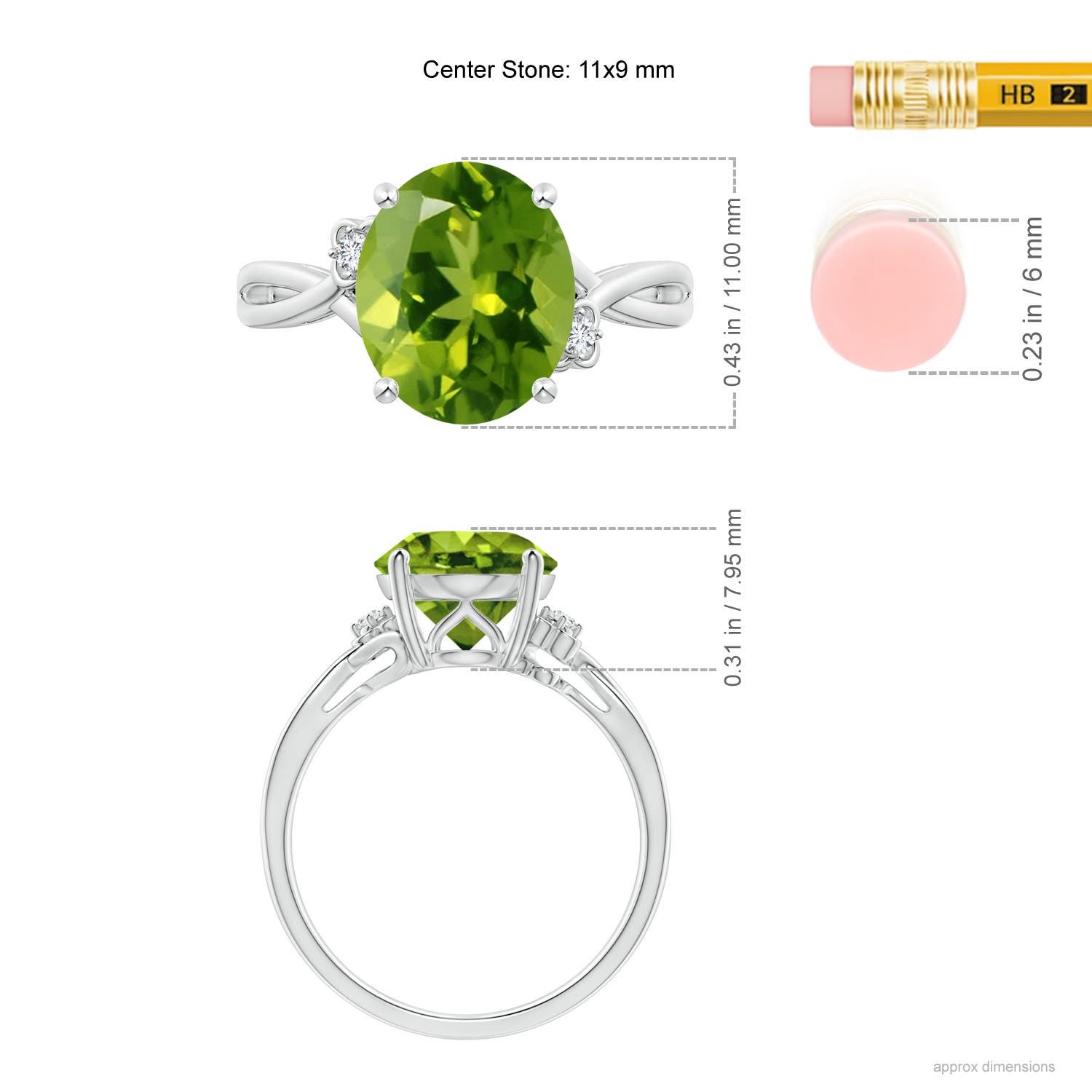 AAAA - Peridot / 3.94 CT / 14 KT White Gold