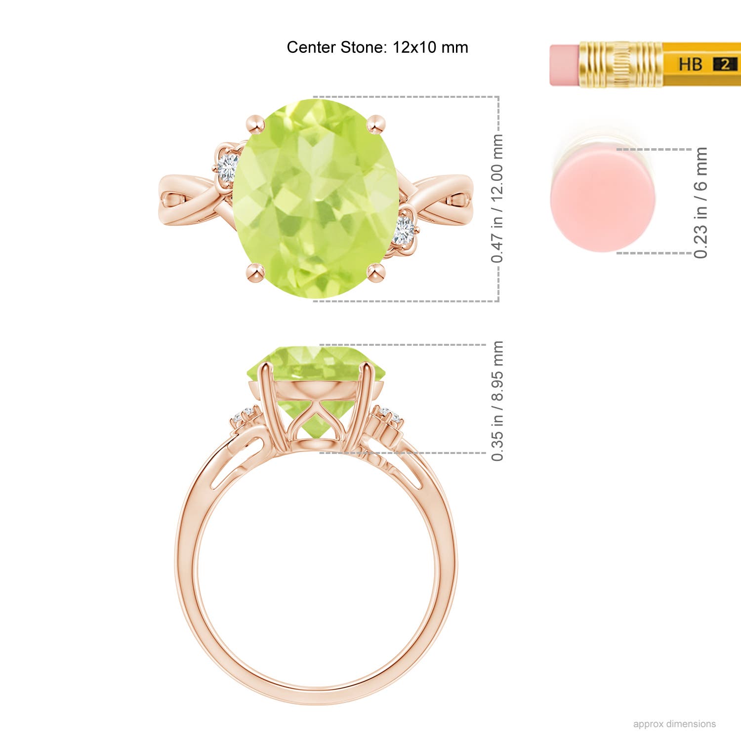 A - Peridot / 4.55 CT / 14 KT Rose Gold