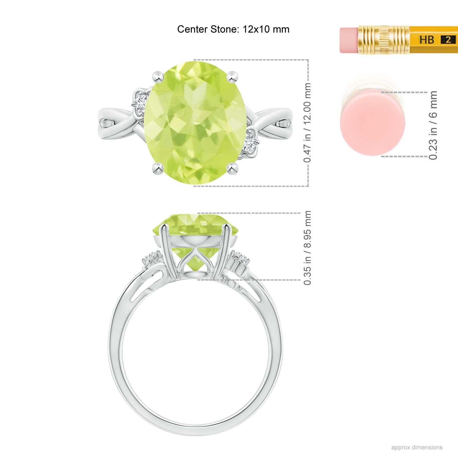 A - Peridot / 4.55 CT / 14 KT White Gold