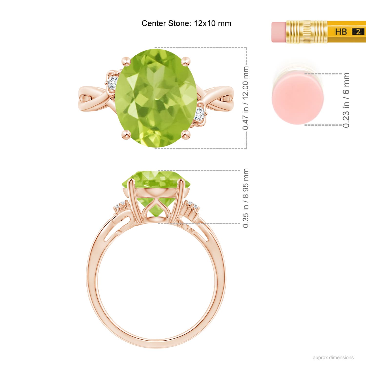 AA - Peridot / 4.55 CT / 14 KT Rose Gold