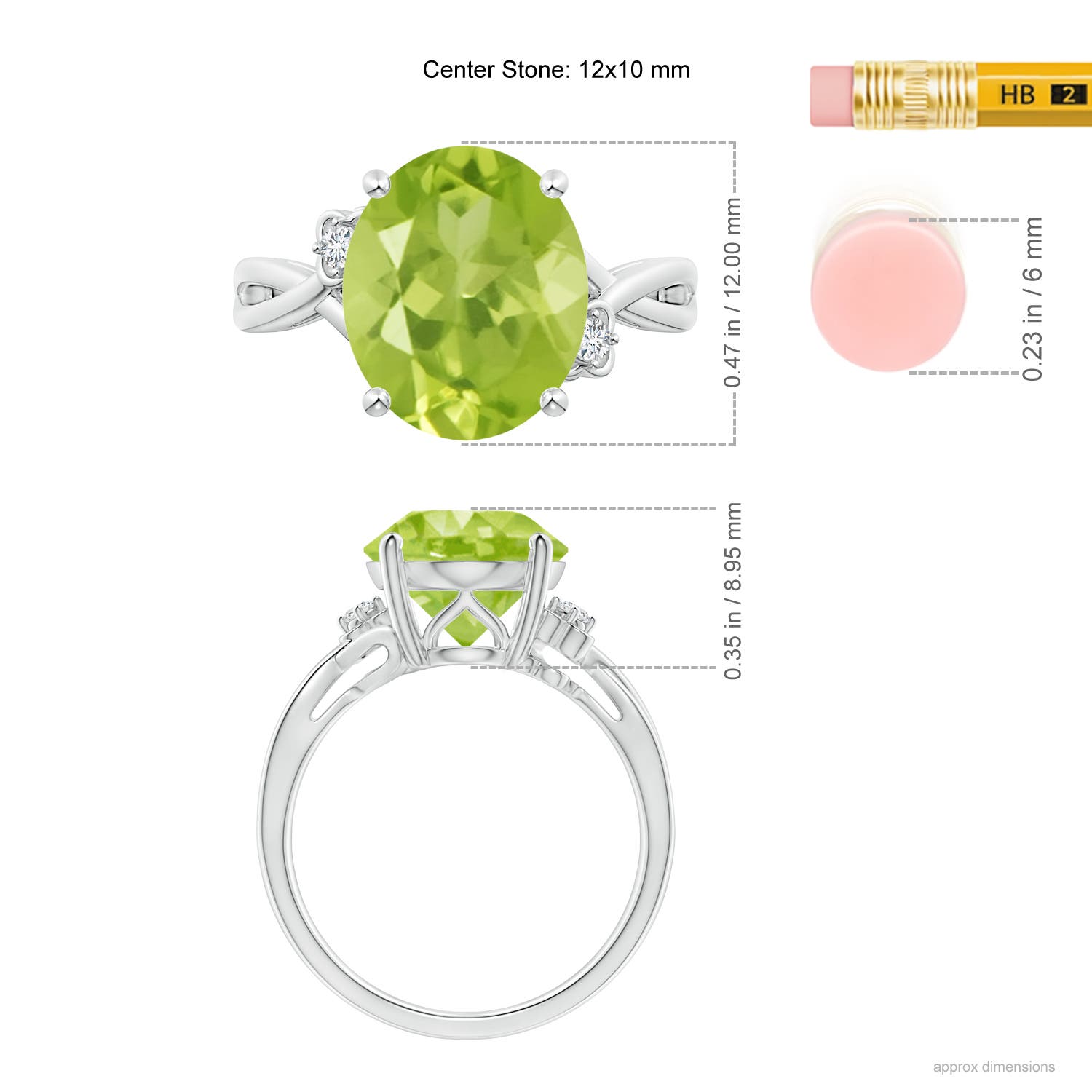 AA - Peridot / 4.55 CT / 14 KT White Gold