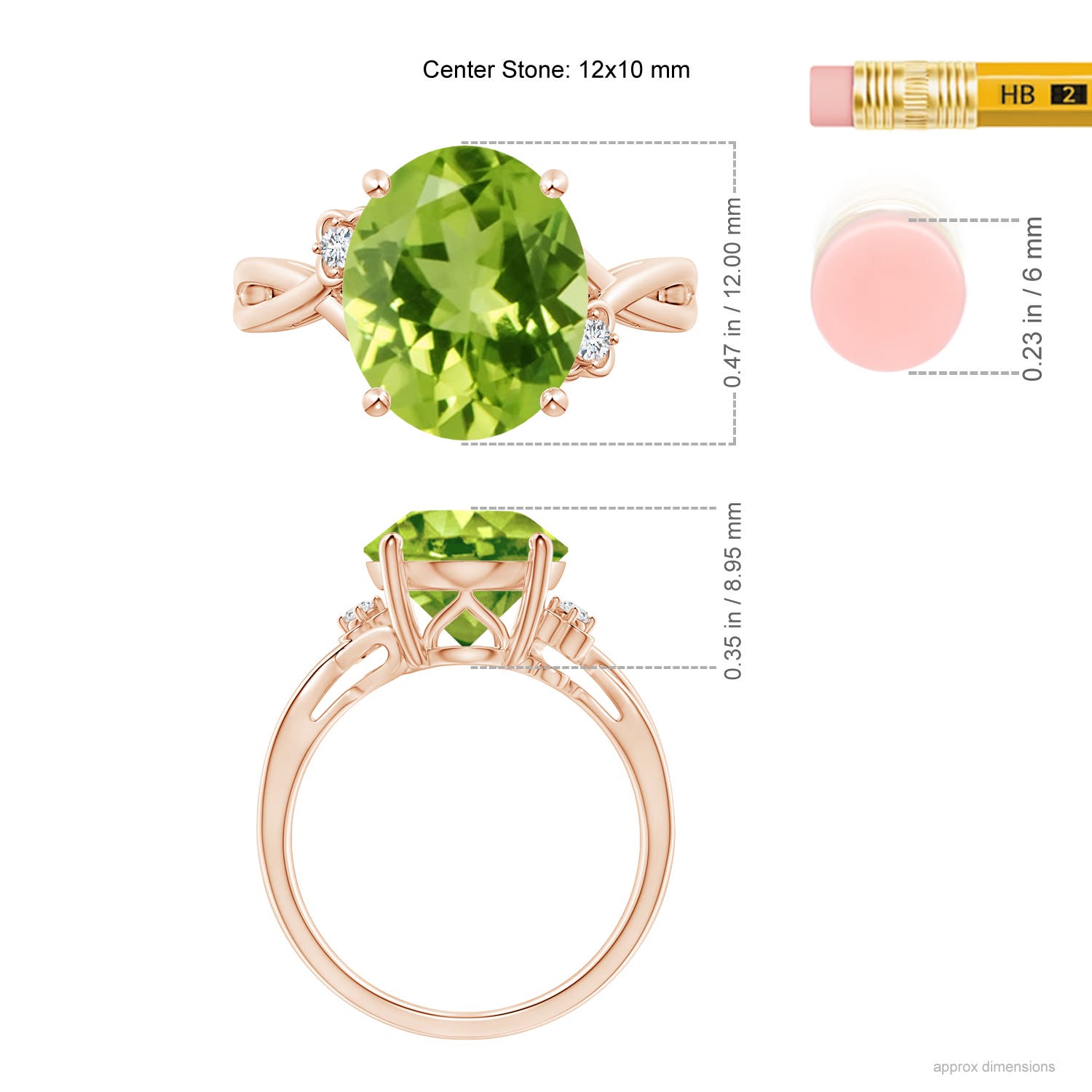 AAA - Peridot / 4.55 CT / 14 KT Rose Gold