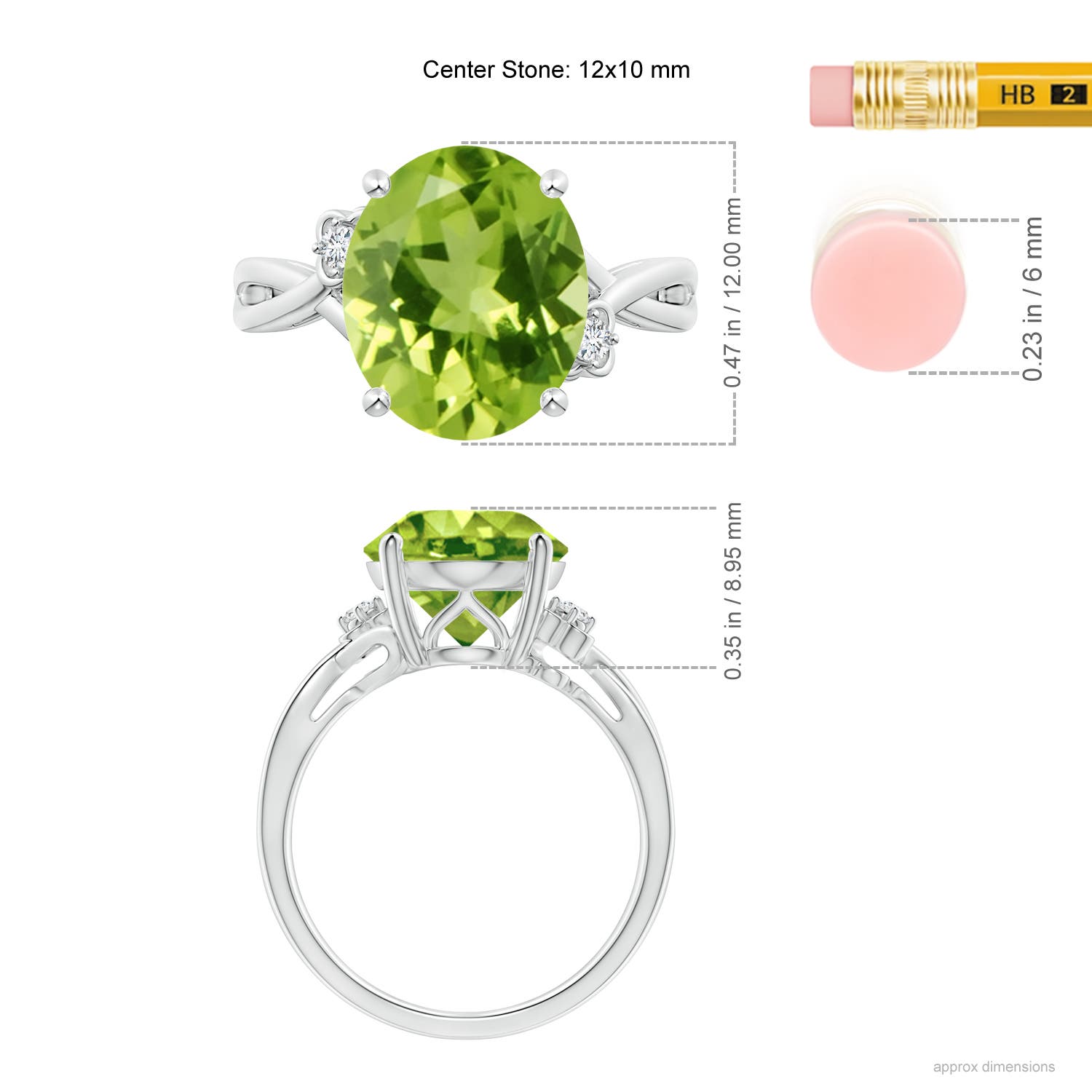 AAA - Peridot / 4.55 CT / 14 KT White Gold