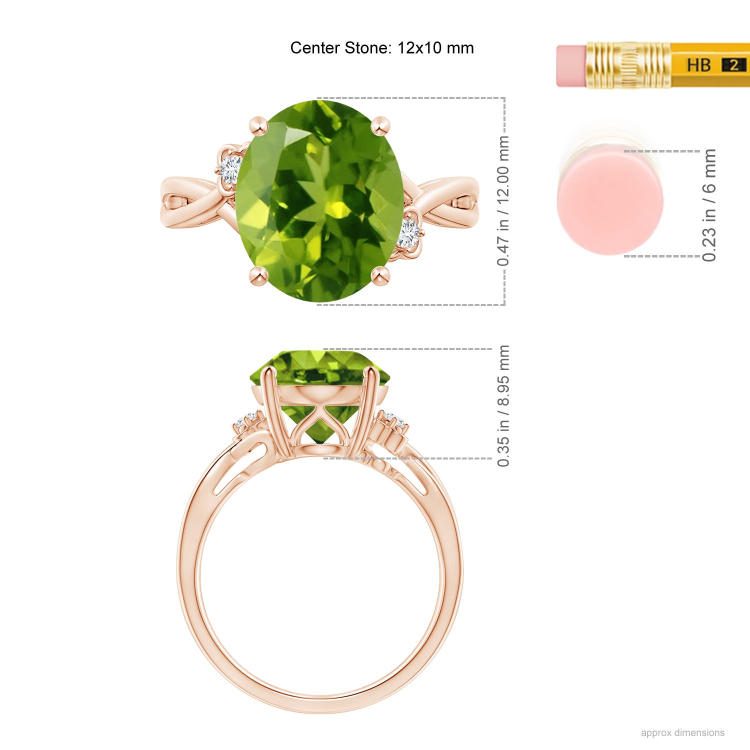 AAAA - Peridot / 4.55 CT / 14 KT Rose Gold