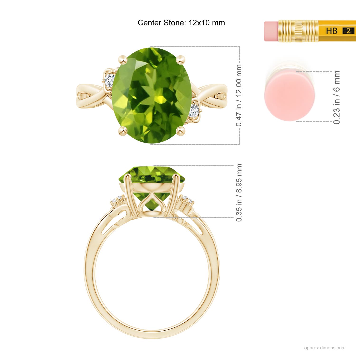 AAAA - Peridot / 4.55 CT / 14 KT Yellow Gold