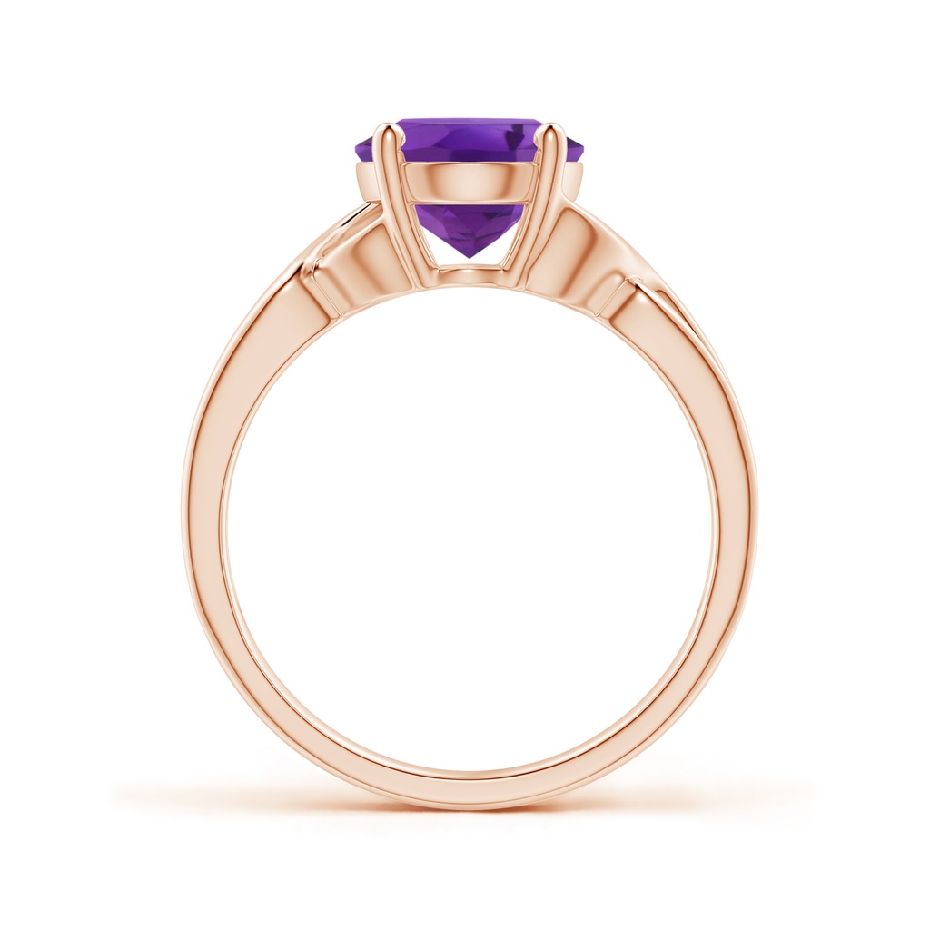 10x8mm AAA Classic Oval Amethyst Criss-Cross Cocktail Ring in Rose Gold Side-1