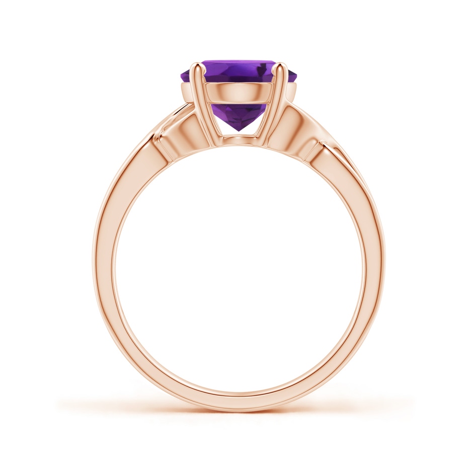 10x8mm AAAA Classic Oval Amethyst Criss-Cross Cocktail Ring in Rose Gold side-1