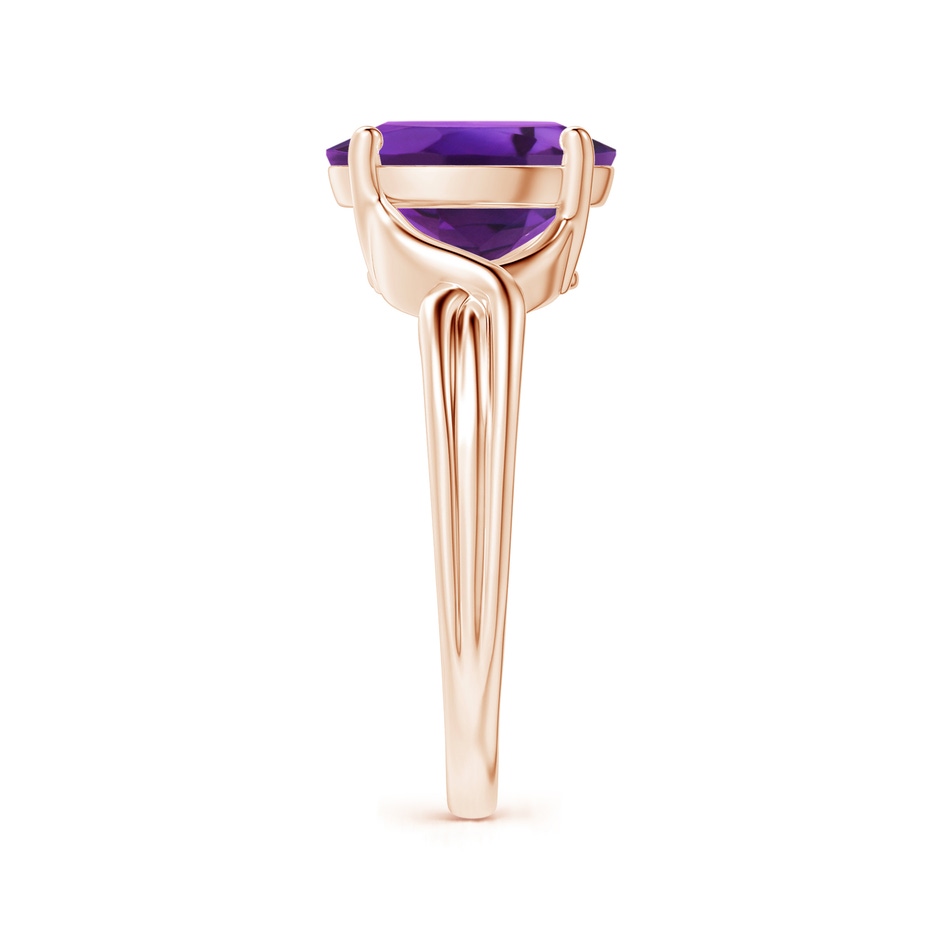 10x8mm AAAA Classic Oval Amethyst Criss-Cross Cocktail Ring in Rose Gold side-2
