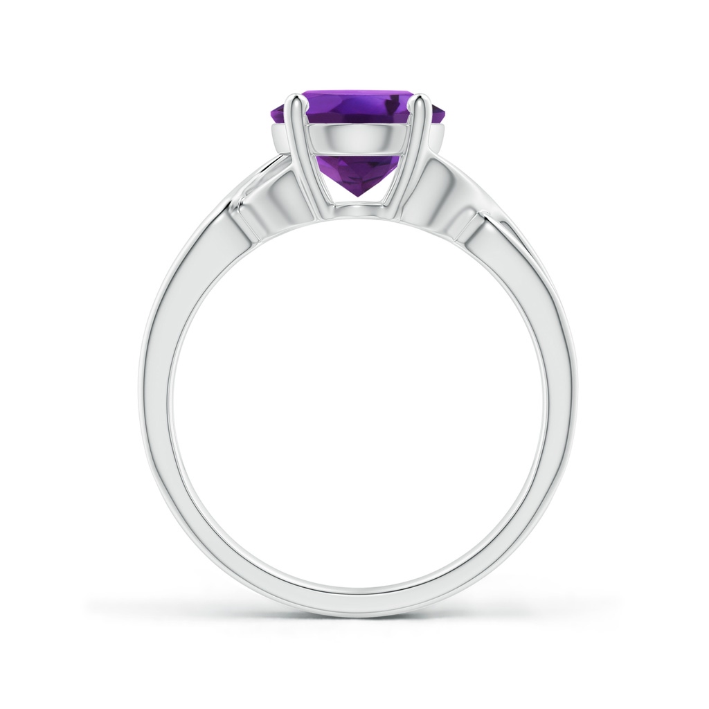 10x8mm AAAA Classic Oval Amethyst Criss-Cross Cocktail Ring in White Gold Side-1