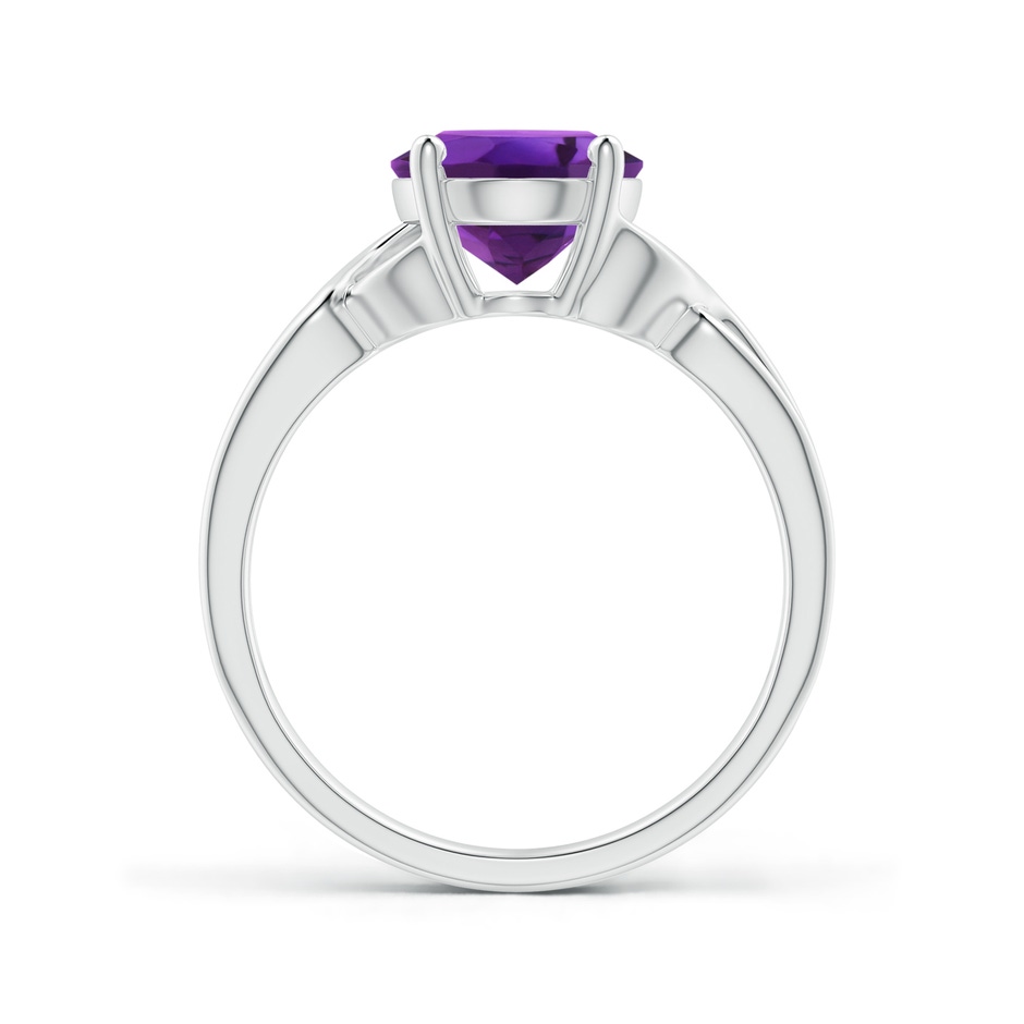 10x8mm AAAA Classic Oval Amethyst Criss-Cross Cocktail Ring in White Gold side-1