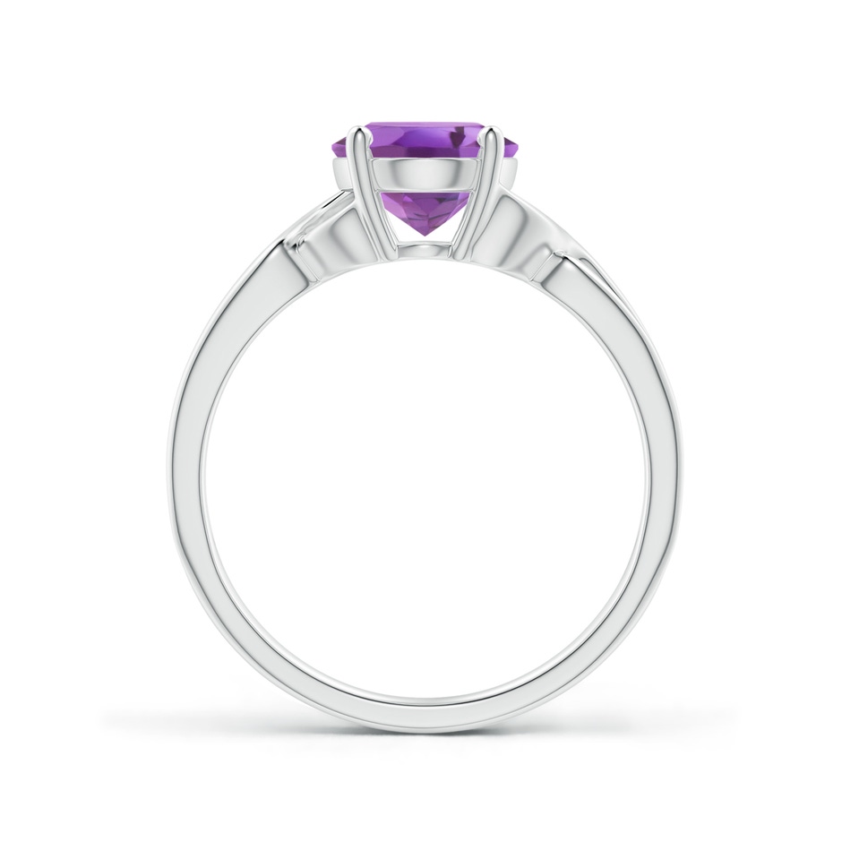 9x7mm A Classic Oval Amethyst Criss-Cross Cocktail Ring in White Gold side-1
