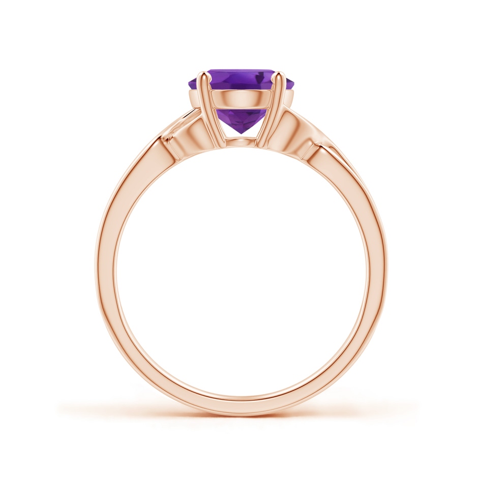 9x7mm AAA Classic Oval Amethyst Criss-Cross Cocktail Ring in Rose Gold side-1