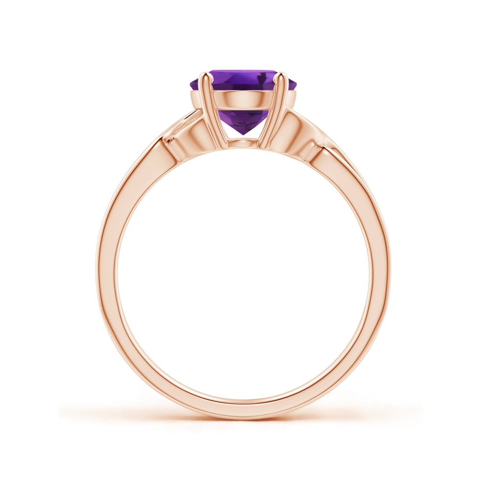 9x7mm AAAA Classic Oval Amethyst Criss-Cross Cocktail Ring in Rose Gold side-1