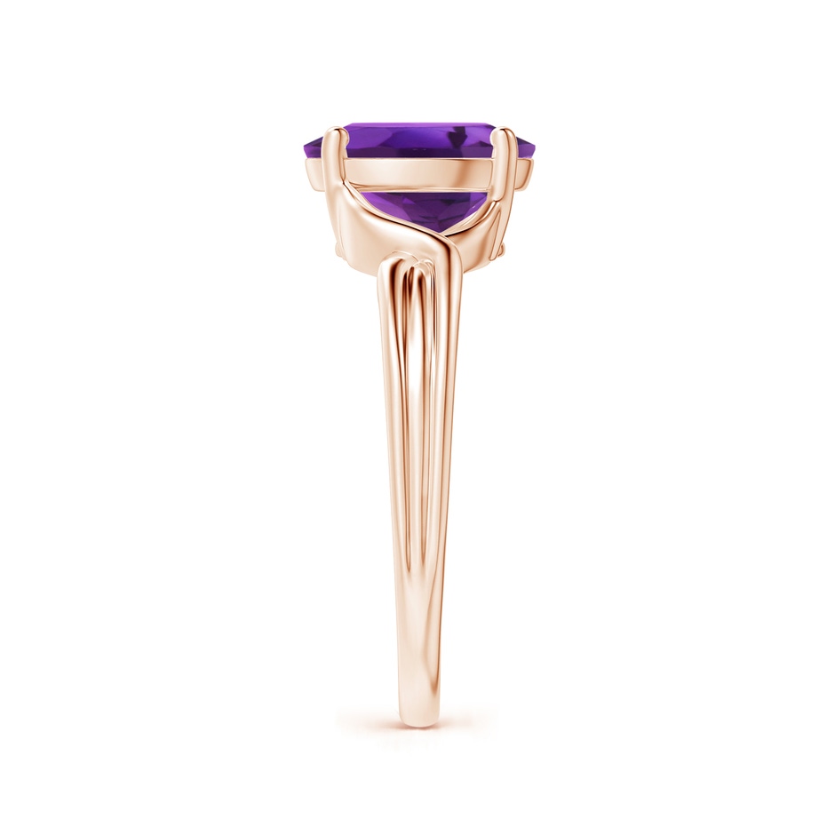 9x7mm AAAA Classic Oval Amethyst Criss-Cross Cocktail Ring in Rose Gold side-2