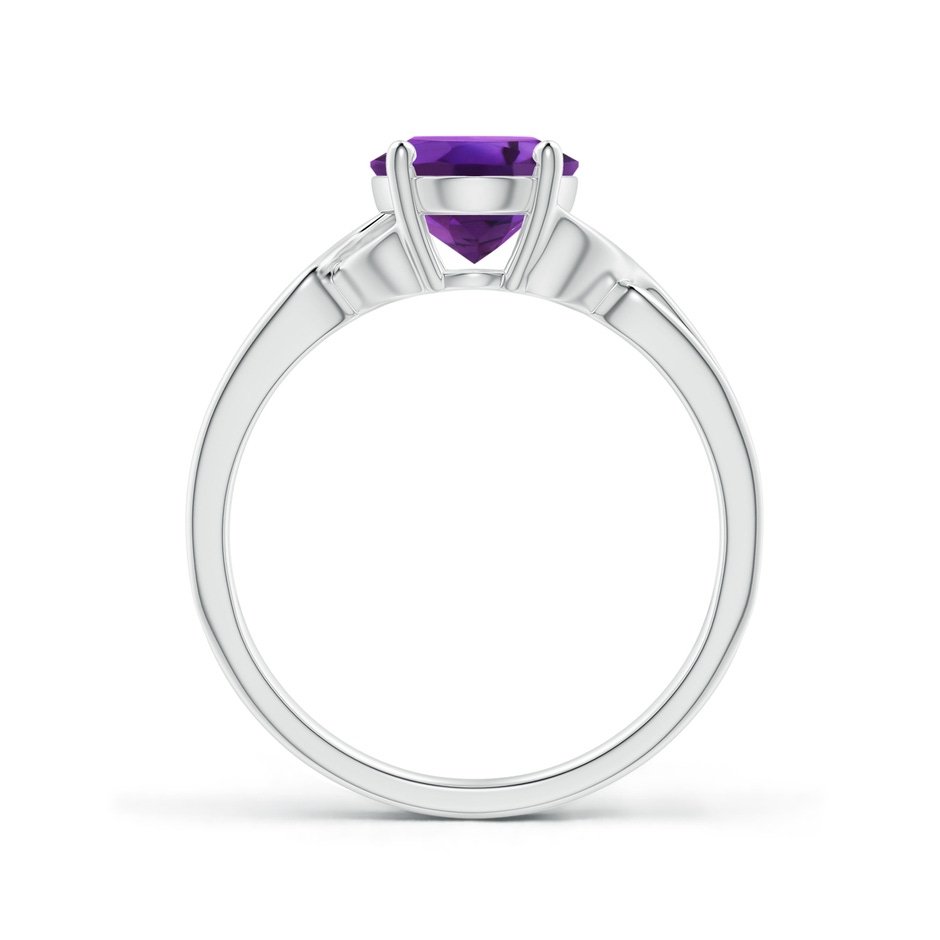 9x7mm AAAA Classic Oval Amethyst Criss-Cross Cocktail Ring in White Gold side-1