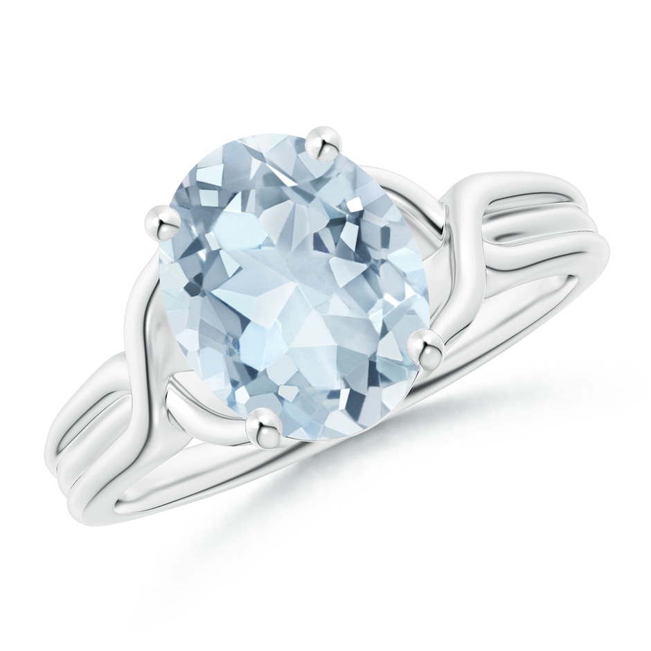 10x8mm A Classic Oval Aquamarine Criss-Cross Cocktail Ring in White Gold 