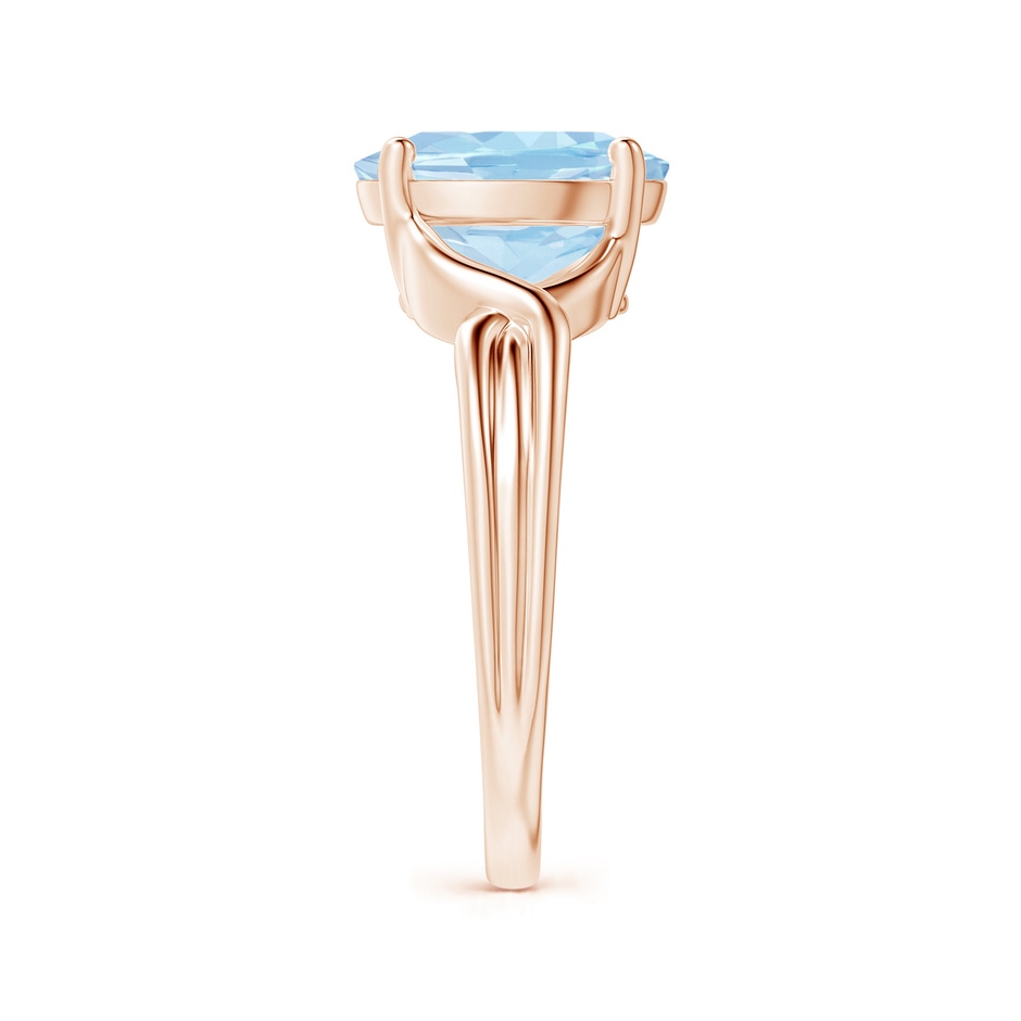 10x8mm AAA Classic Oval Aquamarine Criss-Cross Cocktail Ring in Rose Gold side 299