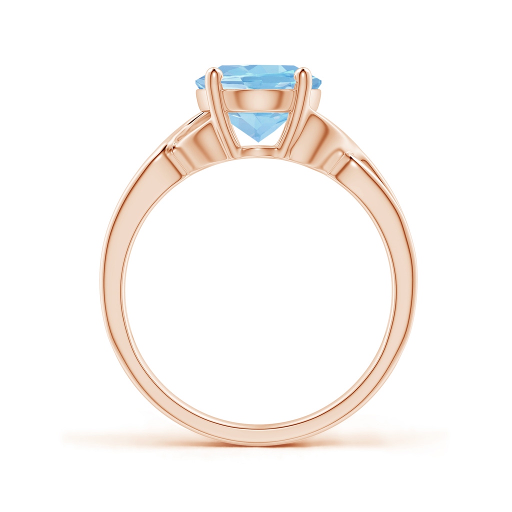 10x8mm AAAA Classic Oval Aquamarine Criss-Cross Cocktail Ring in Rose Gold Side-1
