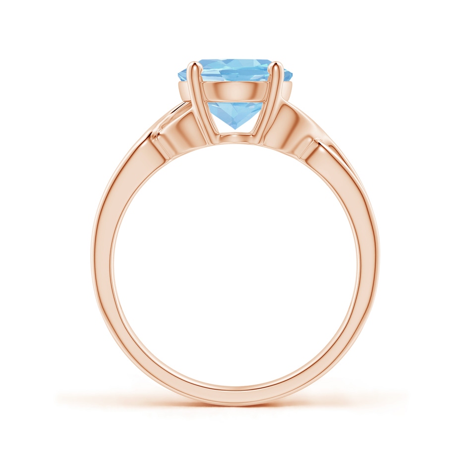 10x8mm AAAA Classic Oval Aquamarine Criss-Cross Cocktail Ring in Rose Gold side 199