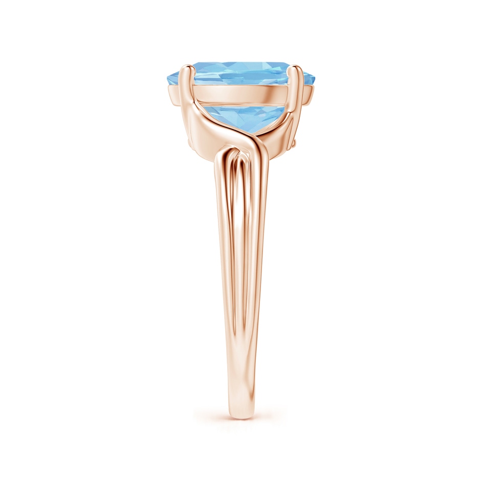 10x8mm AAAA Classic Oval Aquamarine Criss-Cross Cocktail Ring in Rose Gold side 299