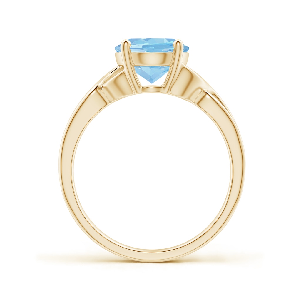 10x8mm AAAA Classic Oval Aquamarine Criss-Cross Cocktail Ring in Yellow Gold Side-1