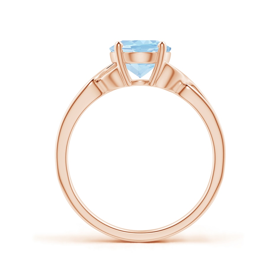 9x7mm AAA Classic Oval Aquamarine Criss-Cross Cocktail Ring in Rose Gold side 199
