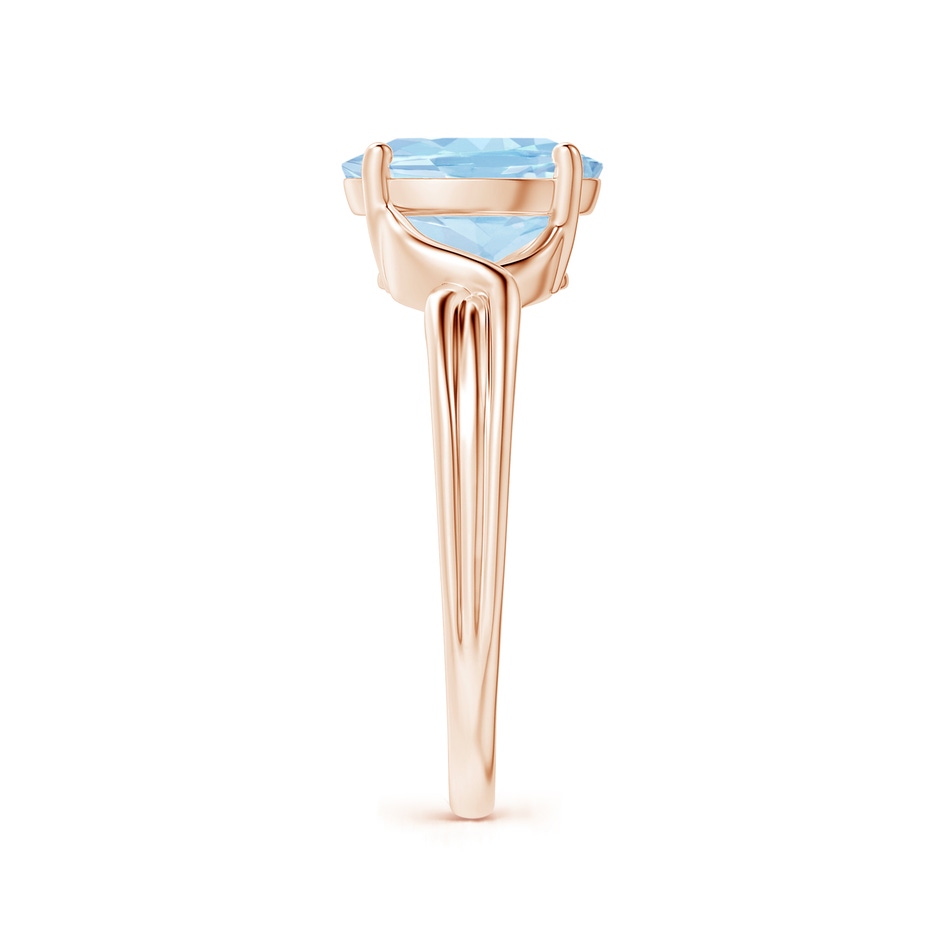 9x7mm AAA Classic Oval Aquamarine Criss-Cross Cocktail Ring in Rose Gold side 299