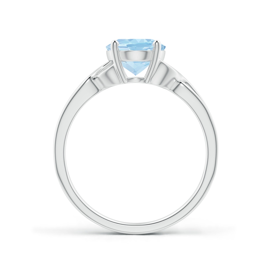 9x7mm AAA Classic Oval Aquamarine Criss-Cross Cocktail Ring in White Gold side-1