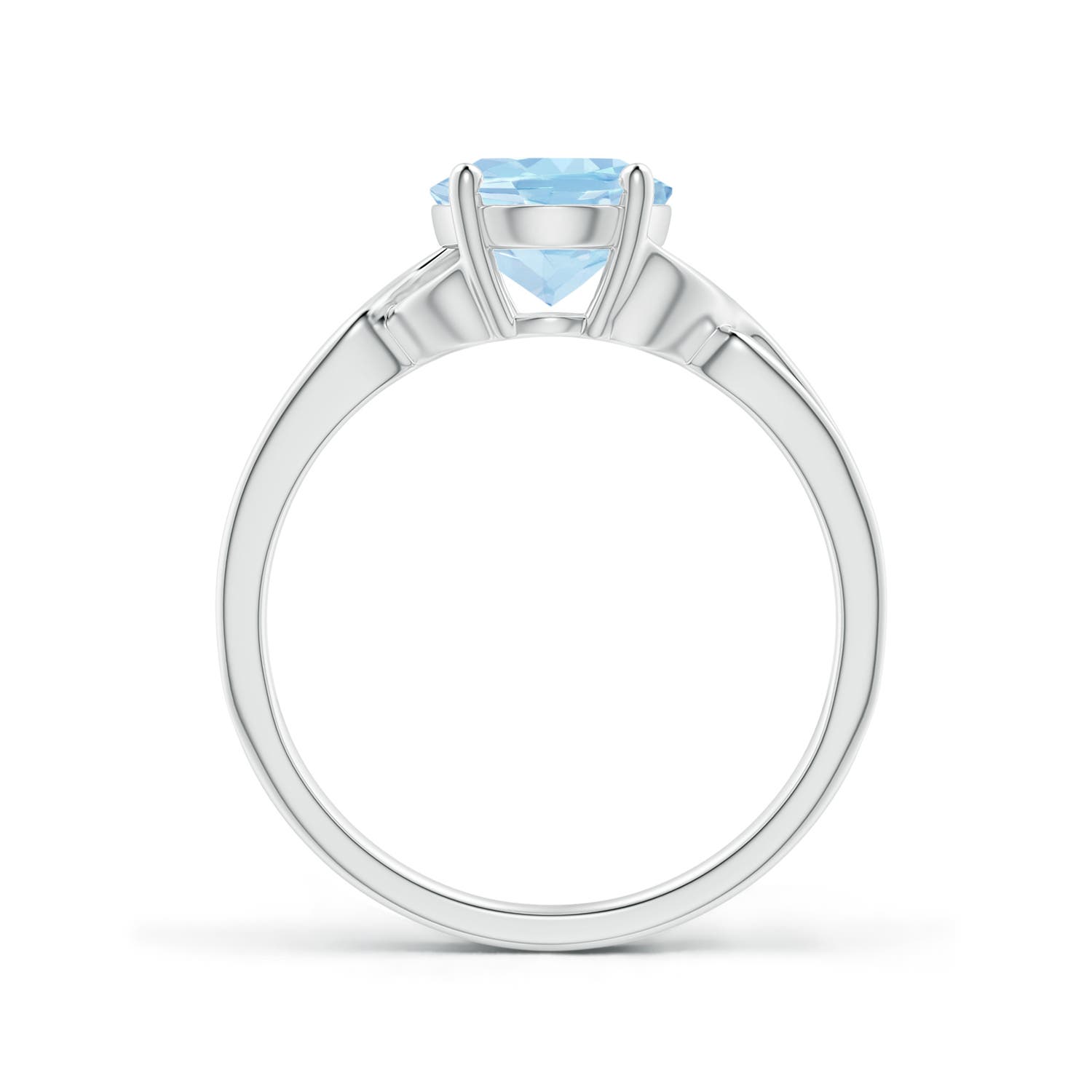 9x7mm AAA Classic Oval Aquamarine Criss-Cross Cocktail Ring in White Gold - side 2