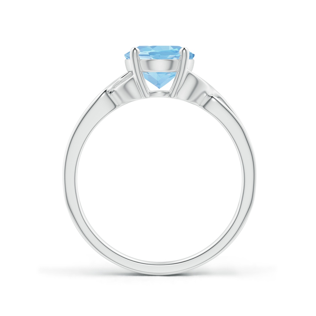 9x7mm AAAA Classic Oval Aquamarine Criss-Cross Cocktail Ring in White Gold Side-1