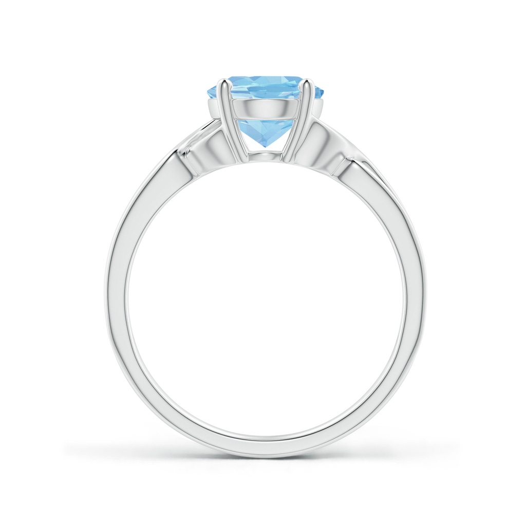 9x7mm AAAA Classic Oval Aquamarine Criss-Cross Cocktail Ring in White Gold - side 199