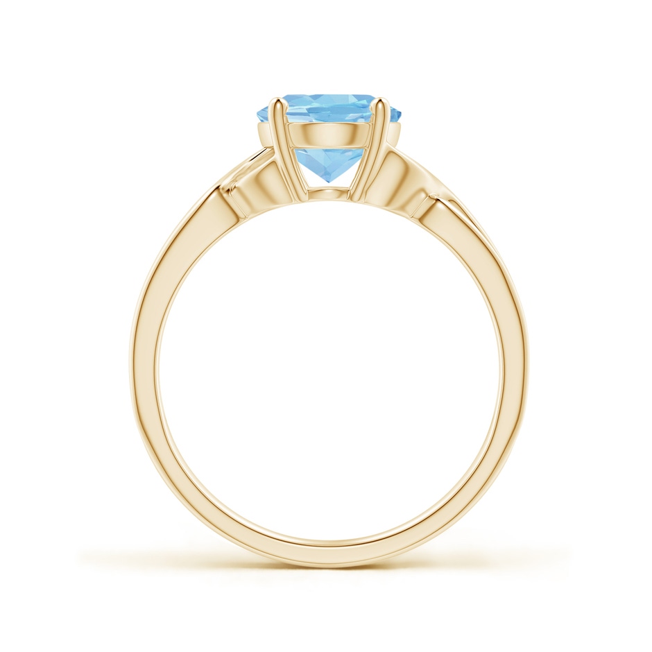 9x7mm AAAA Classic Oval Aquamarine Criss-Cross Cocktail Ring in Yellow Gold side 199