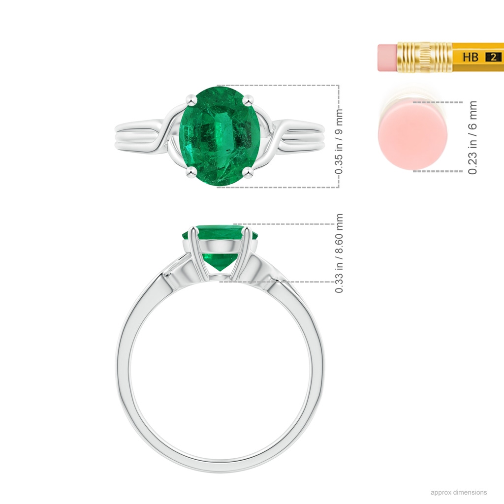 9.15x7.09x4.98mm AAA GIA Certified Classic Oval Emerald Criss-Cross Cocktail Ring in White Gold ruler